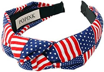 American Flag Knotted Headband with Patriotic Stars Stripes Turban Twist Hairbands USA Women Girl... | Amazon (US)