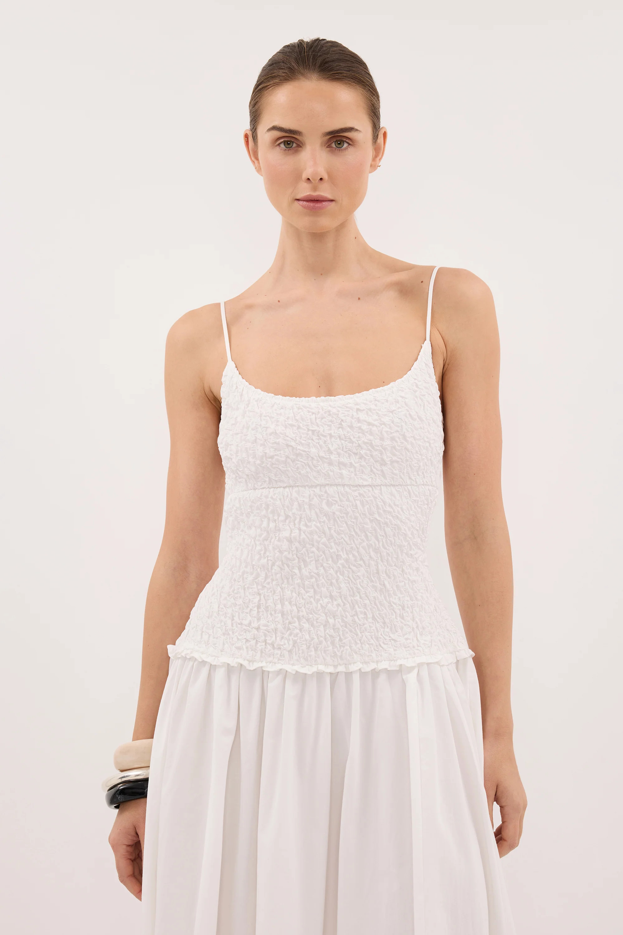 IZAIAH WHITE POPLIN DRESS | DISSH