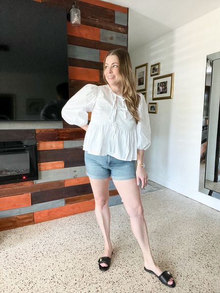 Mom outfit 
Amazon finds
Casual outfit
Old money aesthetic
Nursing friendly outfit 
Mom style
Denim shorts
Mom shorts
Amazon tie front top 
Target sandals 
Summer outfit
Work outfit





#LTKWorkwear #LTKStyleTip #LTKFindsUnder100