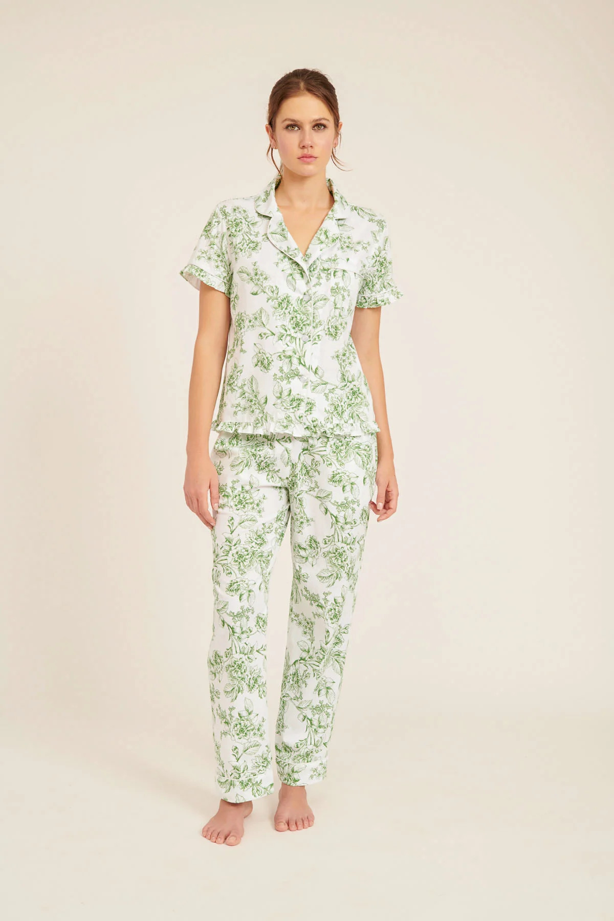 Two-Piece Pant Sleep Set - Sage Toile | Rachel Parcell