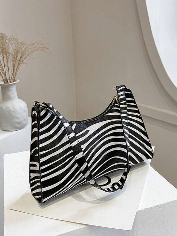 Yogodlns Summer New Shoulder Bags For Women High Quality Zebra Underarm Handbags PU Leather Leopard Armpit Purse Bag French Underarm Tote Bags For Women's Brown Leopard Handbag Clutch Bags Female Vintage PU Leather Shoulder Bags Versatile Casual | SHEIN