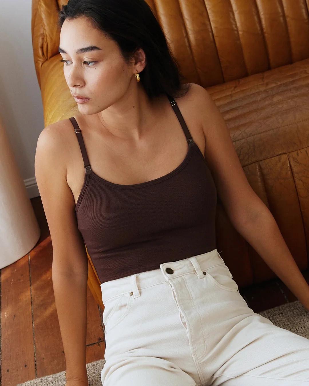 Soft Ribbed Nursing Tank - Cocoa Brown | Embrace Company Limited