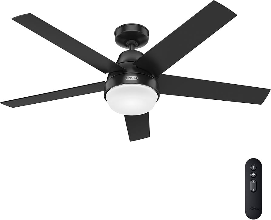 Hunter 52 inch Indoor Ceiling Fan with LED Light and Remote Control - Black Modern Smart Ceiling ... | Amazon (US)