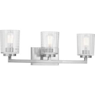 Home Decorators Collection Westlyn 3-Light Brushed Nickel Vanity Light with Clear Optic Glass Sha... | The Home Depot