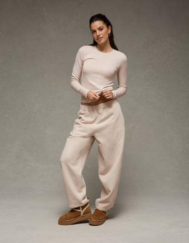 AE Long Sleeve Cozy Crew Neck T-Shirt | American Eagle Outfitters (US & CA)