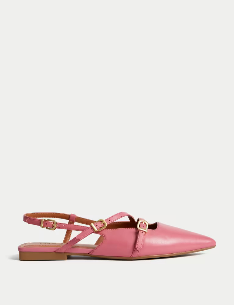 Leather Patent Buckle Flat Slingback Shoes | Marks & Spencer (UK)