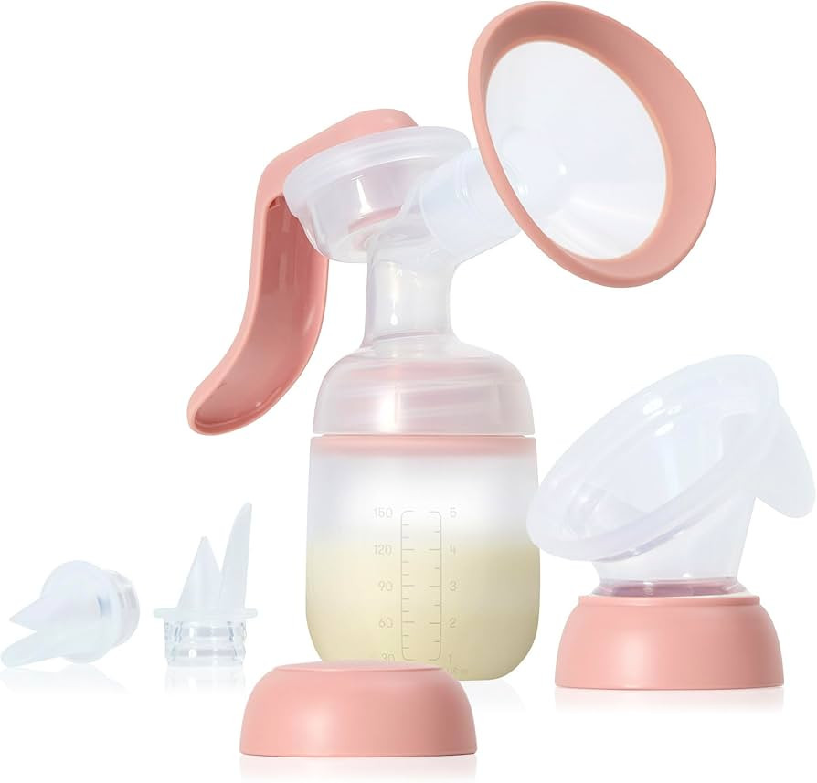 Frida Mom 2-in-1 Breast Pump: Manual Hand Pump & Hands-Free Automatic Suction Cup, Dual-Mode, Wir... | Amazon (US)