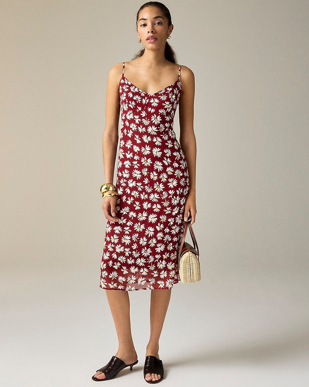 Collection slip dress in daisy-print chiffon | J. Crew US