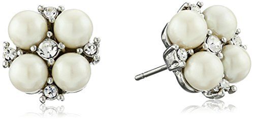Carolee"Pearl and Crystal Basics" The Caitlin Floral Motif Pierced Stud Earrings | Amazon (US)