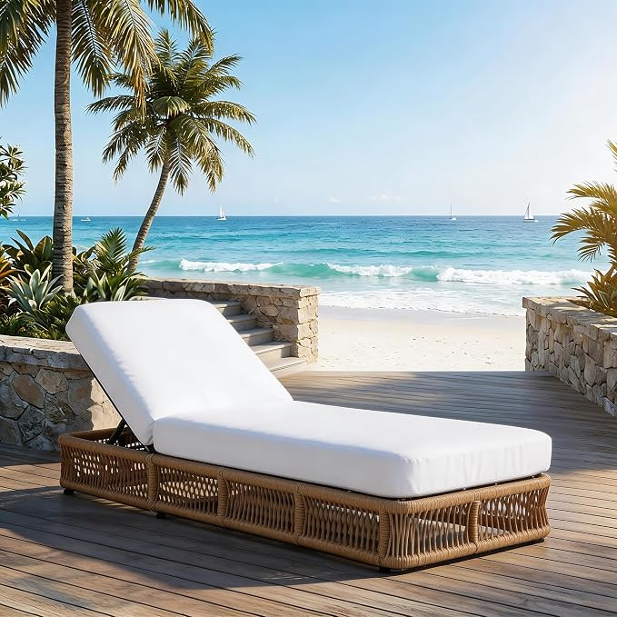 Outdoor Chaise Lounge Chair, 5-Position Adjustable Backrest, All-Weather Brown Woven Rope Recline... | Amazon (US)