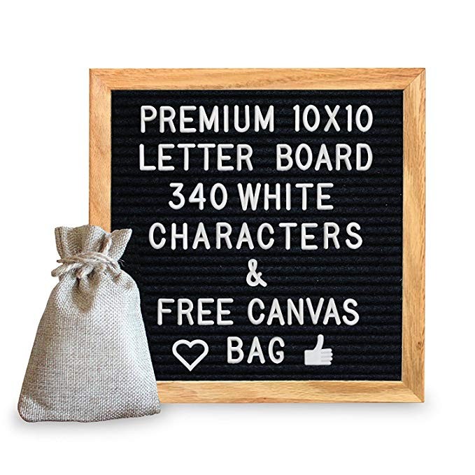 10 x 10 Premium Solid Oak Framed Changeable Letter Board, With Free Canvas Bag, 340 Characters (3... | Amazon (US)