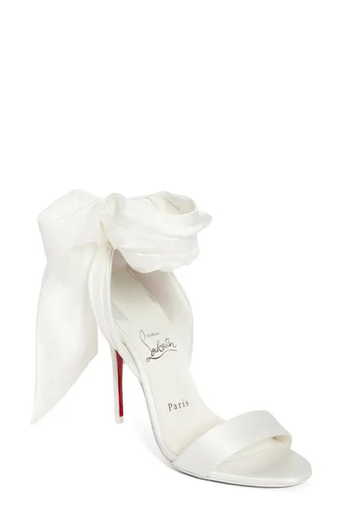 Christian Louboutin Sandale du Désert Ankle Wrap Sandal in Ivory/Snow at Nordstrom, Size 7.5Us | Nordstrom