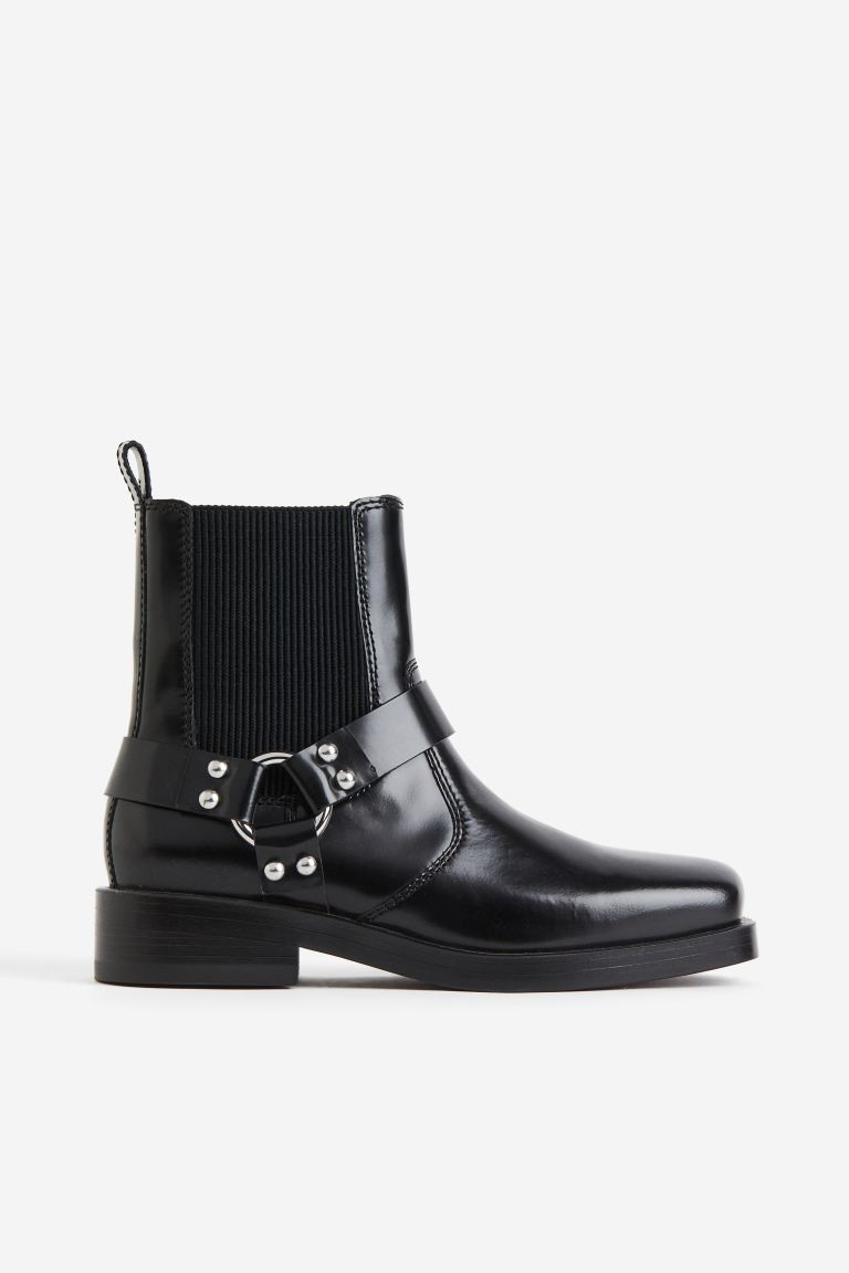 Botas biker de piel - Negro - MUJER | H&M ES | H&M (FR, IT, ES, PT, BE)