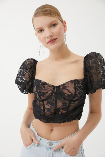 For Love & Lemons Rosalie Lace Cropped Top | Urban Outfitters (US and RoW)
