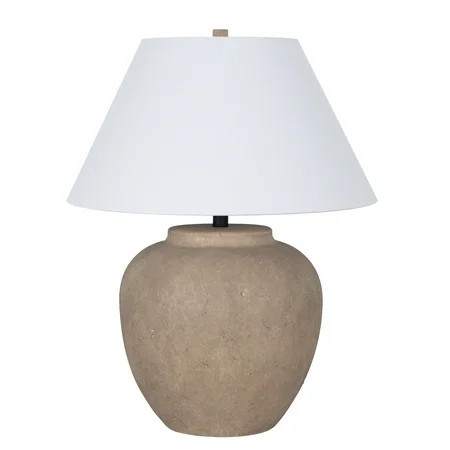 Cooper Ridge Ceramic 26" Table Lamp with Linen Shade, Light Grey Concrete-like | Walmart (US)