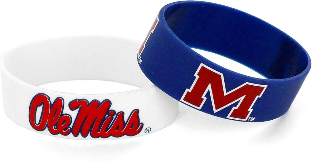 NCAA Mississippi Ole Miss Rebels Silicone Rubber Bracelet, 2-Pack | Amazon (US)