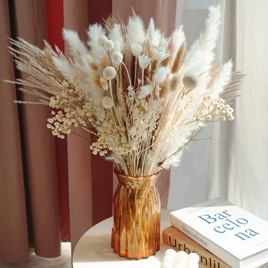 Total 104 pcs /11 Various Dried Pampas Grass Décor, White Pompous Grass, Bunny Tails Dried Flowe... | Amazon (US)