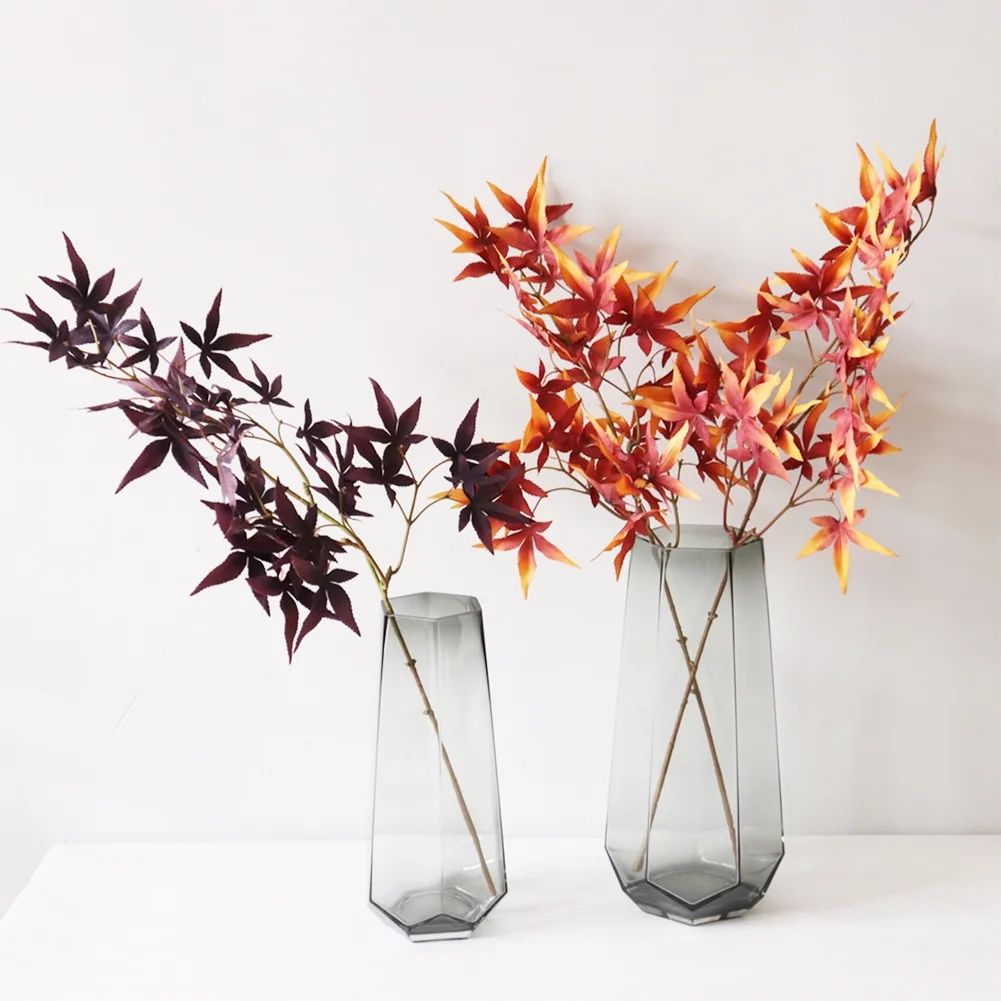 Windfall 1 Pc DIY Vivid Artificial Maple Leaves Branches Autumn Fall Maple Leaf Stem Shrubs for T... | Walmart (US)