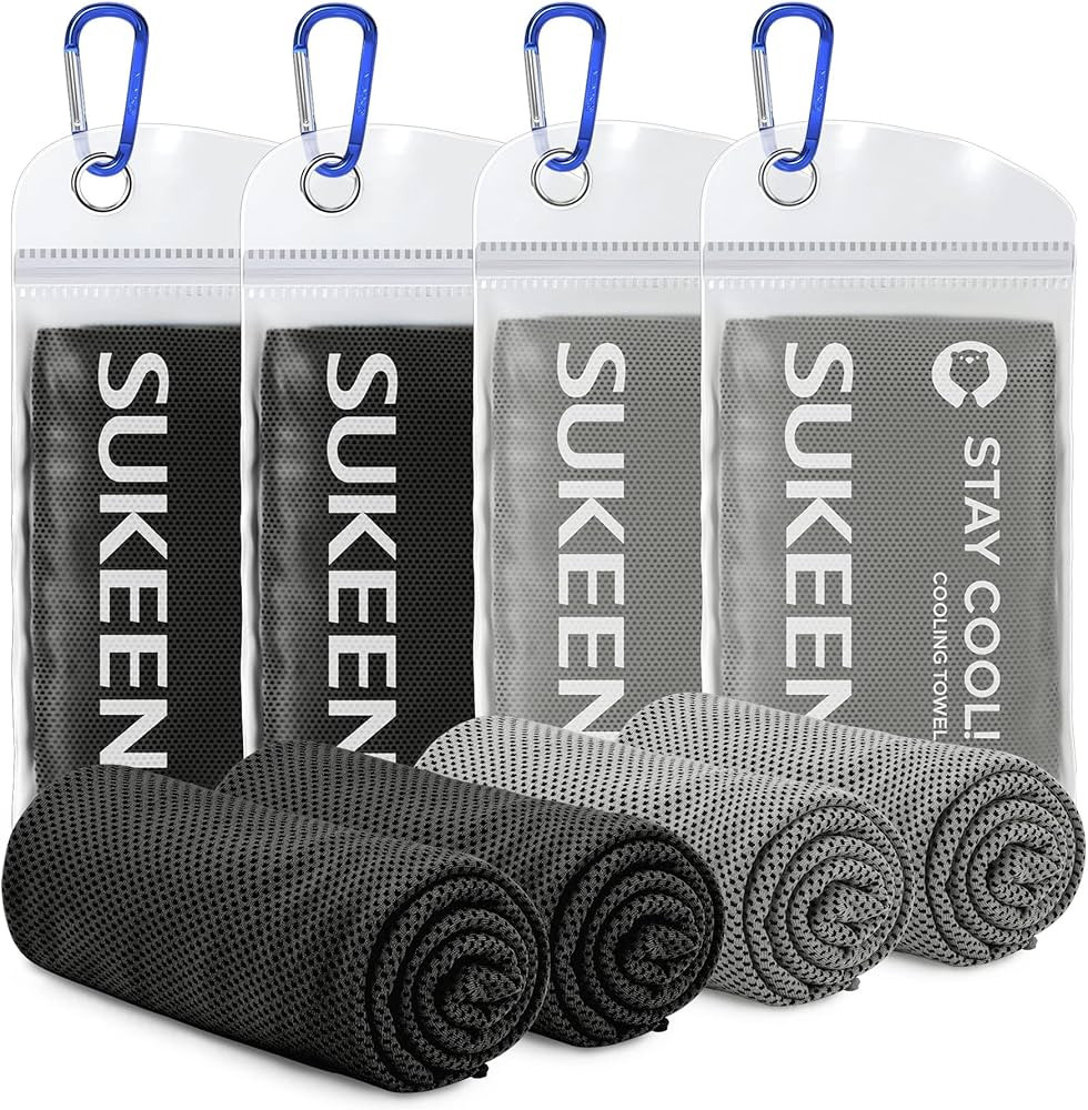 Sukeen 4 Pack Cooling Towels (40"x12") Cool Towel, Cold Towel, Microfiber Soft Breathable Chilly ... | Amazon (US)