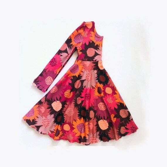 Girls Autumn Sunflower Twirl Dress - Autumn Dress - Fall Dress - Birthday Dress - Thanksgiving Dr... | Etsy (US)