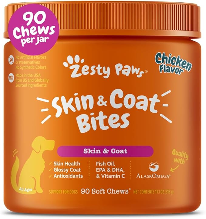 Zesty Paws Omega 3 Alaskan Fish Oil Chew Treats for Dogs - with AlaskOmega for EPA & DHA Fatty Ac... | Amazon (US)