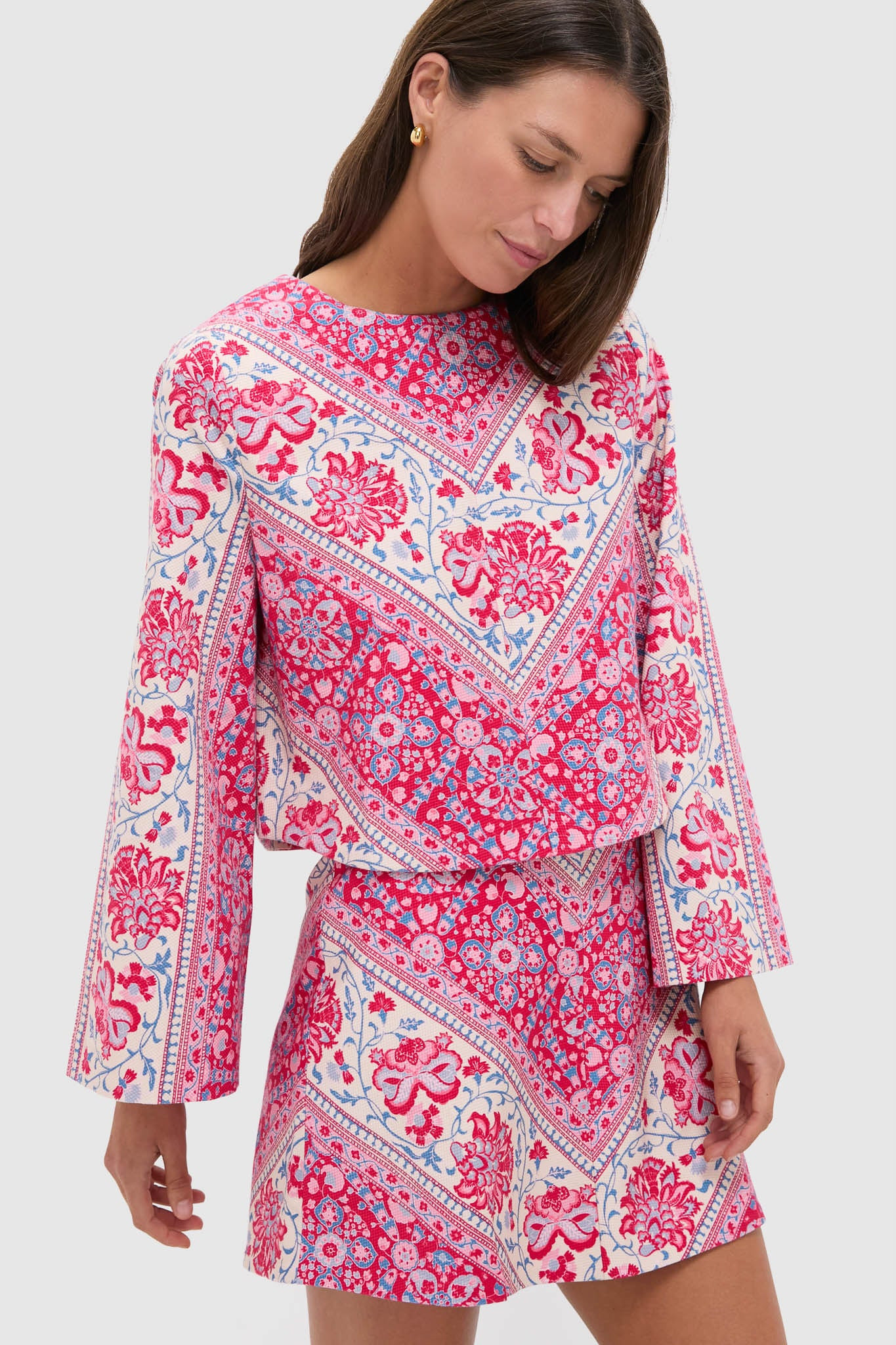 Cerise Chevron Cotton Maxine Top | Tuckernuck (US)