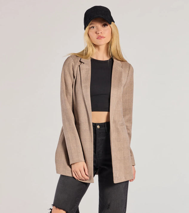 Chic Choice Plaid Faux Suede Blazer | Windsor Stores