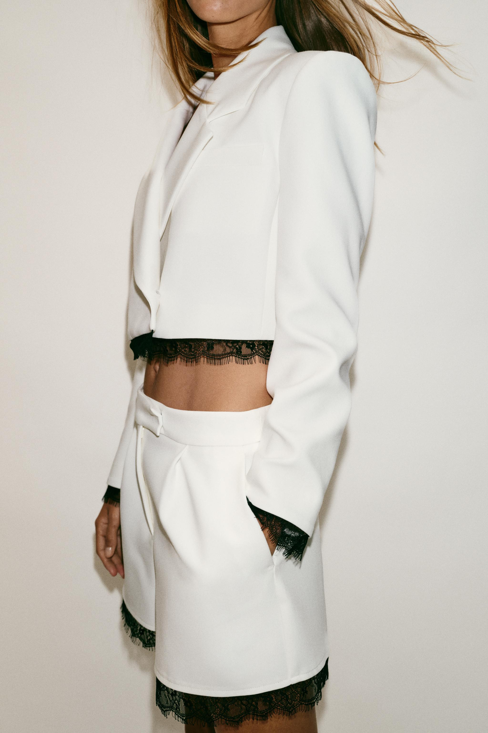 COMBINED LACE SHOULDER PAD BLAZER | Zara UK