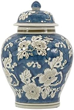 Blue and White Flower Chinoiserie Jar 12" w/ Lid - Ginger Jar, Tea Storage, Decorative, Home Décor J | Amazon (US)