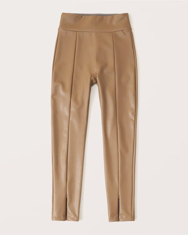 Vegan Leather Zip-Ankle Leggings | Abercrombie & Fitch (US)