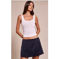 Navy Satin Mid Rise Micro Mini Skirt | PrettyLittleThing UK