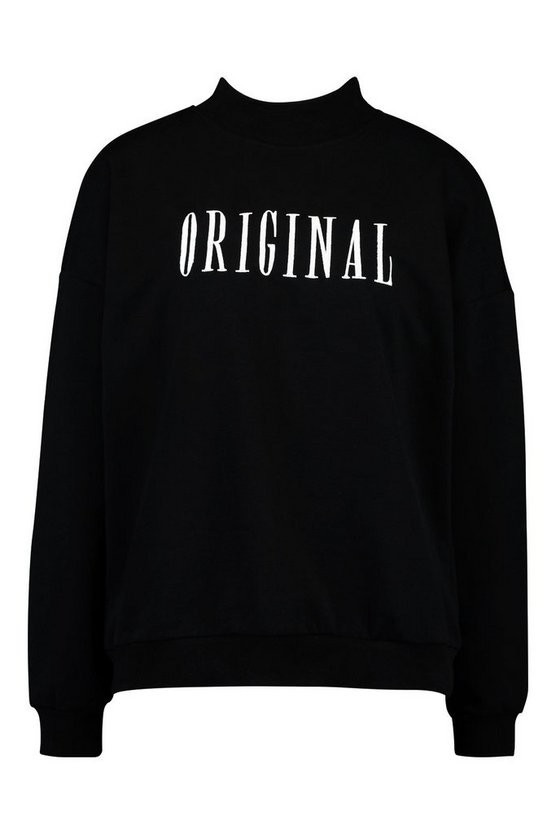 Tall Embroidered 'ORIGINAL' Slogan Sweatshirt | Boohoo.com (US & CA)