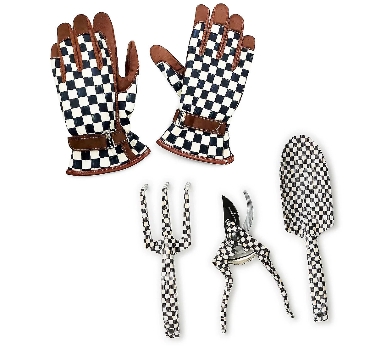 MacKenzie-Childs Set of 3 Gardening_Tools and Gloves | QVC