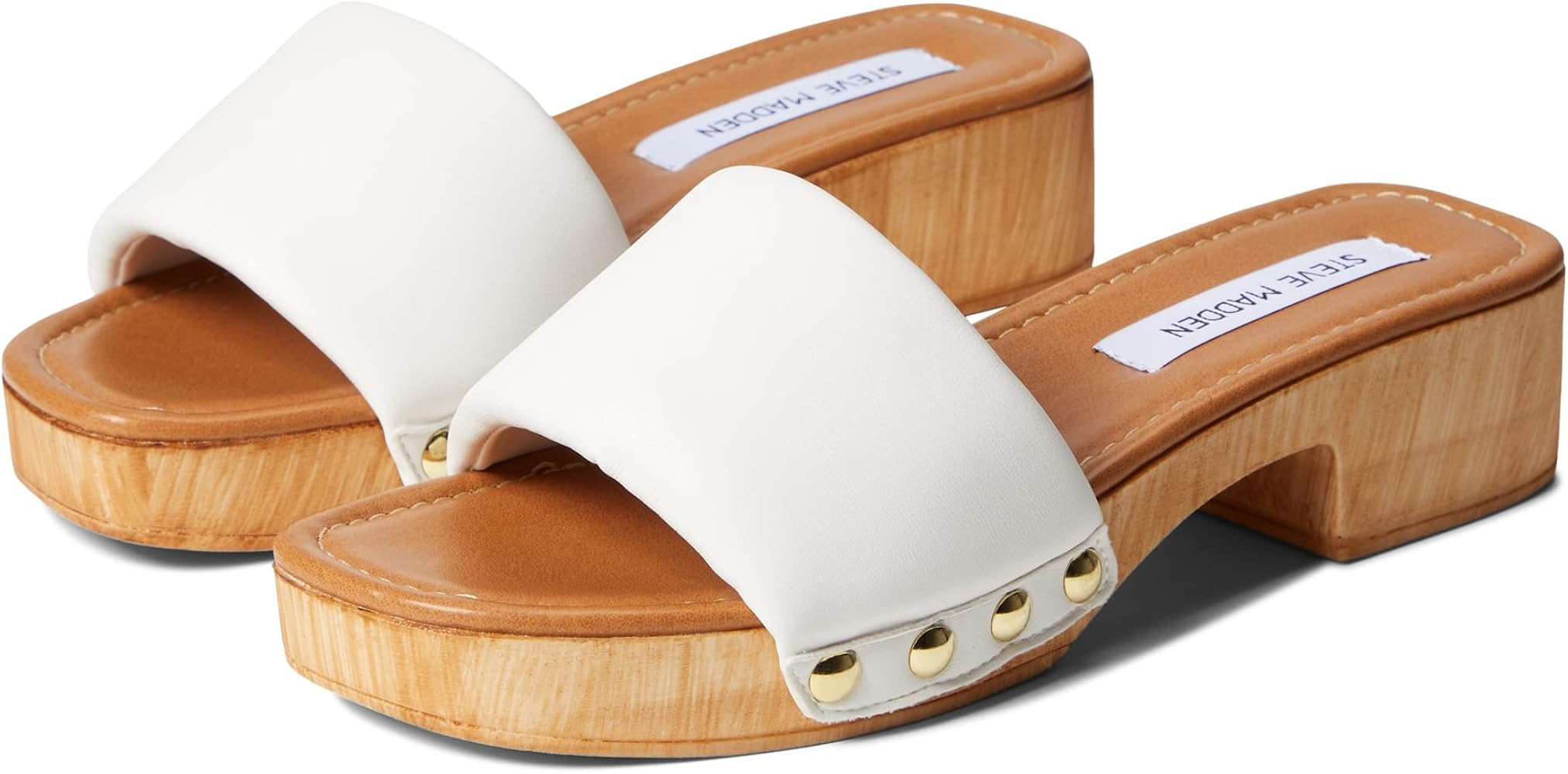 Amazon.com | Steve Madden Women's Belong Heeled Sandal, White, 7 | Flats | Amazon (US)