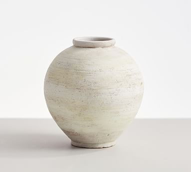 Artisan Hand Painted Terra Cotta Vase Collection - White | Pottery Barn (US)