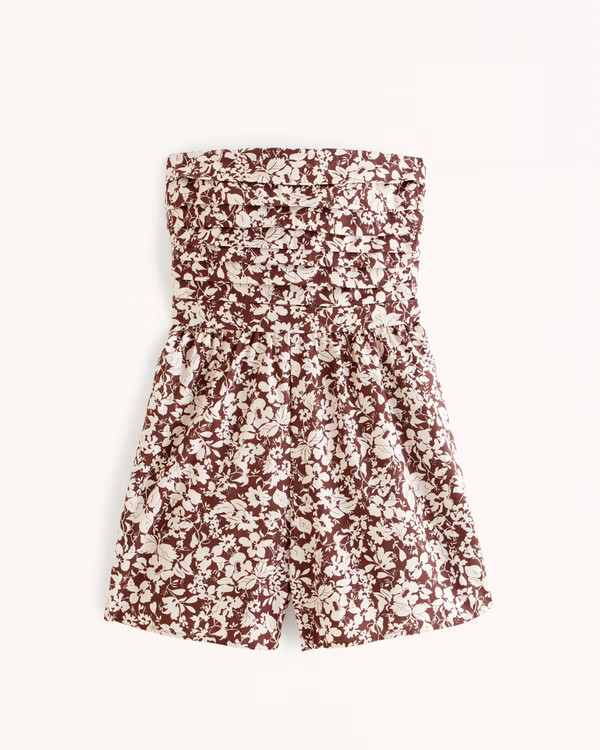 Emerson Ruched Strapless Romper | Abercrombie & Fitch (US)