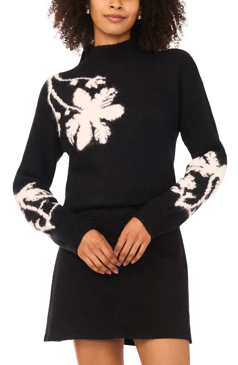 Floral Mock Neck Sweater | Nordstrom