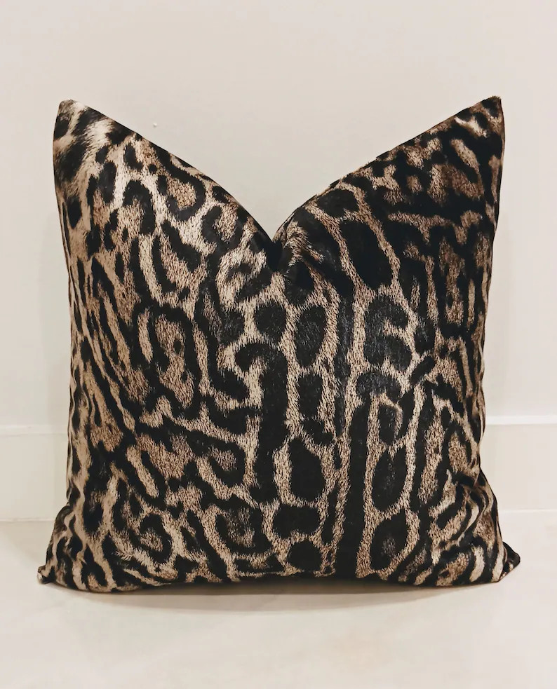 Leopard Print Velvet Pillow Cover: Decorative Throw Cushion, We Cover The US tariffs | Etsy (Global)