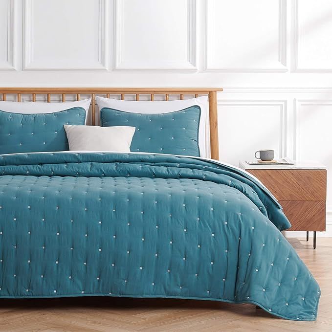 VEEYOO King Size Quilt Sets Bedspread - Teal Quilt California King (98x108 inches) Unique Stitche... | Amazon (US)