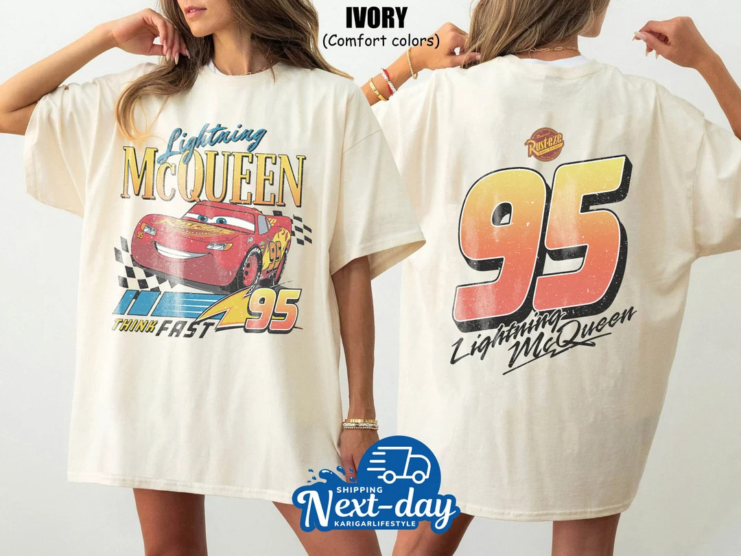 Two-sided Vintage Lightning Mcqueen Shirt, Radiator Springs Tee, Rusteze Cars Shirt, Cars Charact... | Etsy (US)