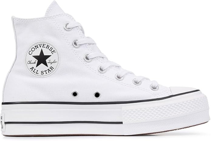 Converse Women's CTAS Lift Platform Hi Top, Canvas - White/Black/White, Size 7 | Amazon (US)