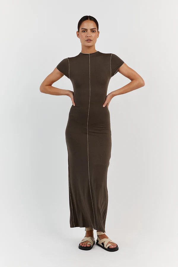 SOHO OLIVE CAP SLEEVE MIDI DRESS | DISSH