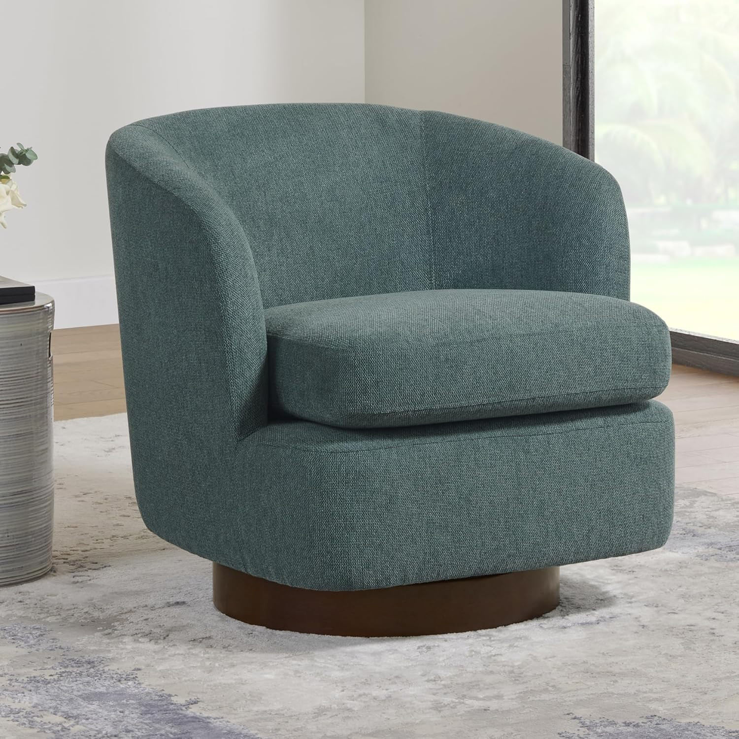 Swivel Accent Chair Modern Barrel Armchair with Wood Base for Bedroom Waiting Living Room,1 PCS,G... | Amazon (US)