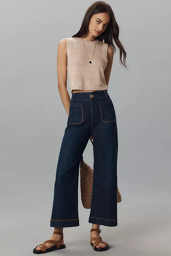 The Colette Whipstitch Crop Wide-Leg Jeans by Maeve | Anthropologie (US)