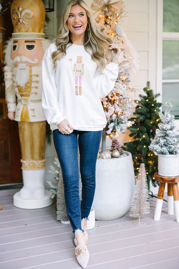 Soldier On White Graphic Corded Sweatshirt | The Mint Julep Boutique