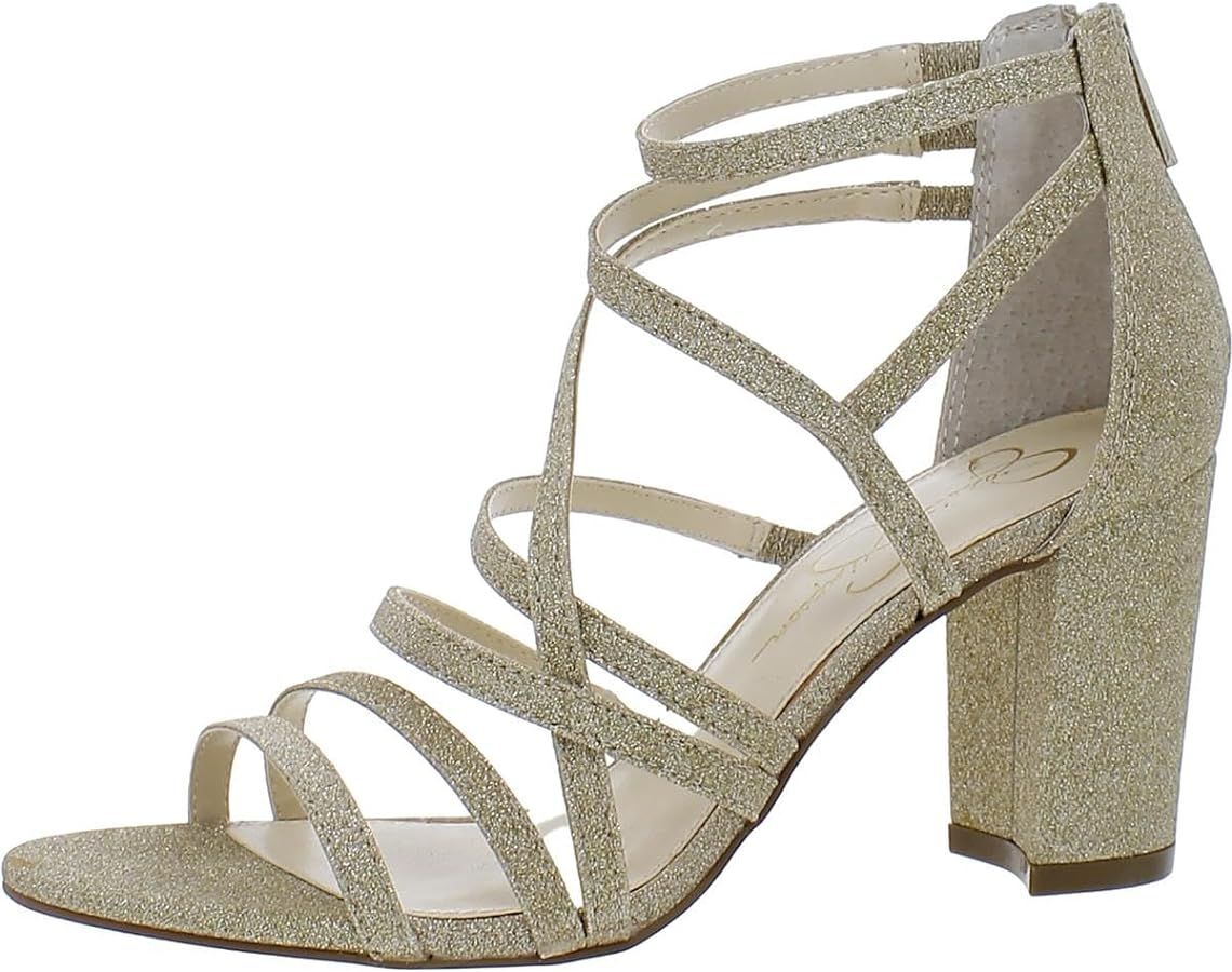 Jessica Simpson Stassey Women's Caged Faux Leather Back Zip Dress Sandals | Amazon (US)