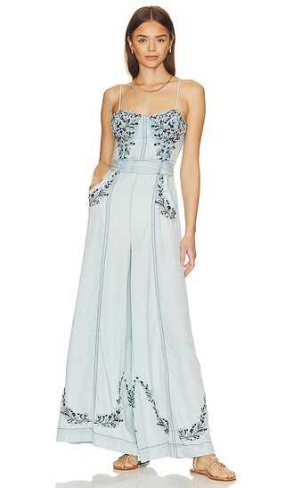 Brigitte Jumpsuit in Dark Indigo Combo | Revolve Clothing (Global)