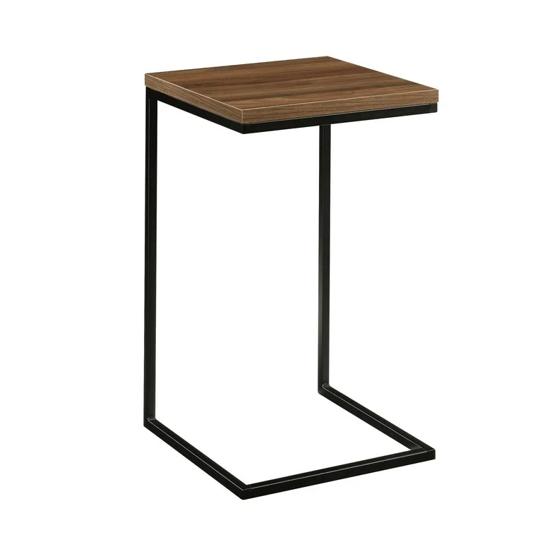 Mainstays C-Shape Metal End Table, Canyon Walnut Finish | Walmart (US)