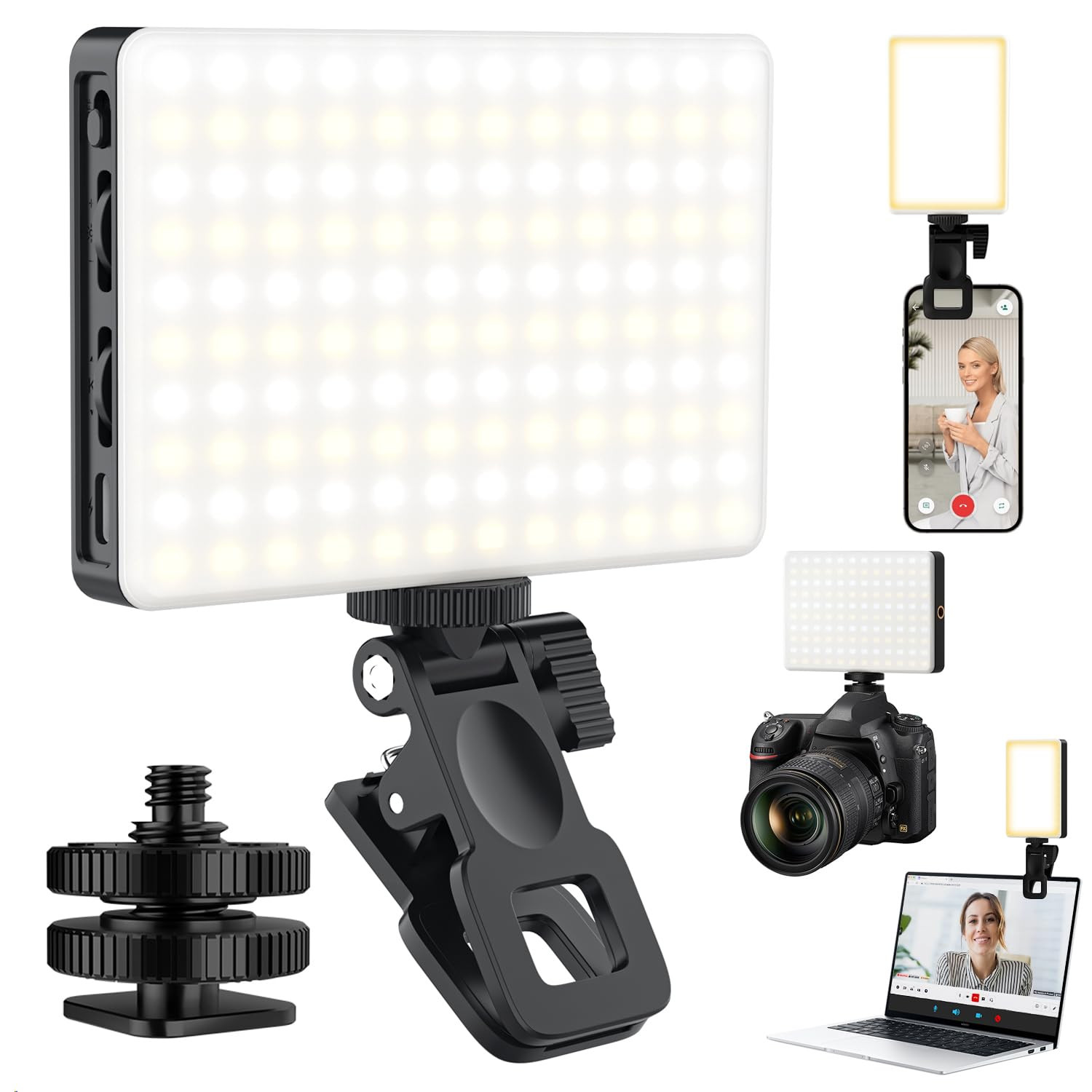 120 LED Selfie Light for iPhone, Portable Phone Light with Clip & Camera Tripod Adapter - 8000mAh... | Amazon (US)