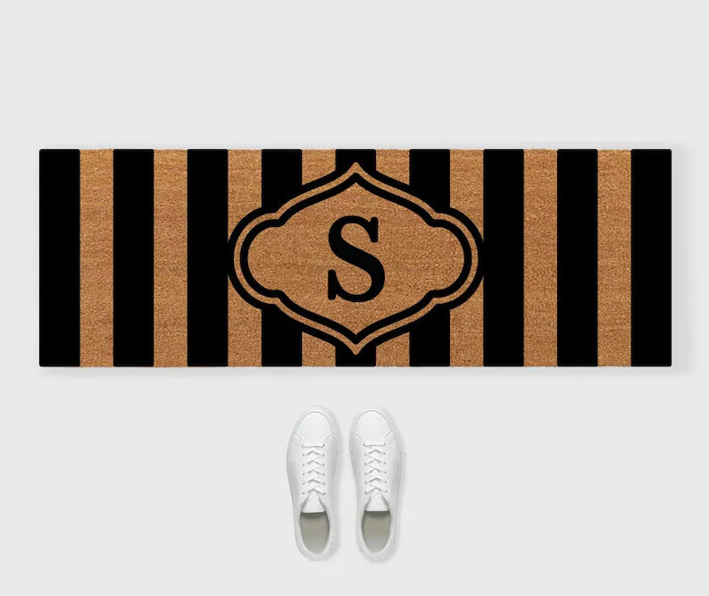 Stripe Monogram Personalized Doormat,custom Extra Large Doormat,oversized Doormat,personalized Do... | Etsy (US)